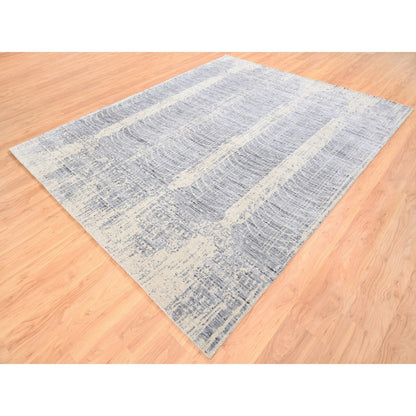 8'1"X9'10" Gray Hand Loomed Tone On Tone Transitional Erased Design Rug