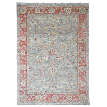 9'X11'10" Contented Green Hand Knotted Supple All Wool Oushak Design Rug