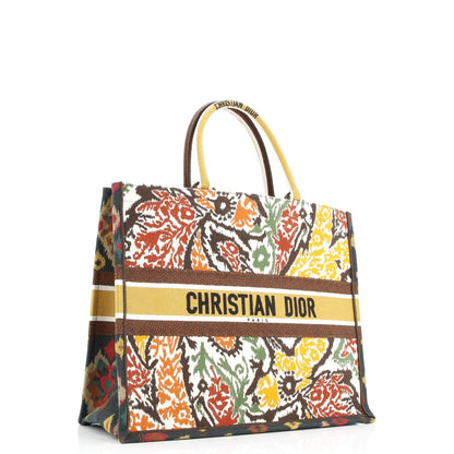 Christian Dior Book Tote Embroidered Canvas Large