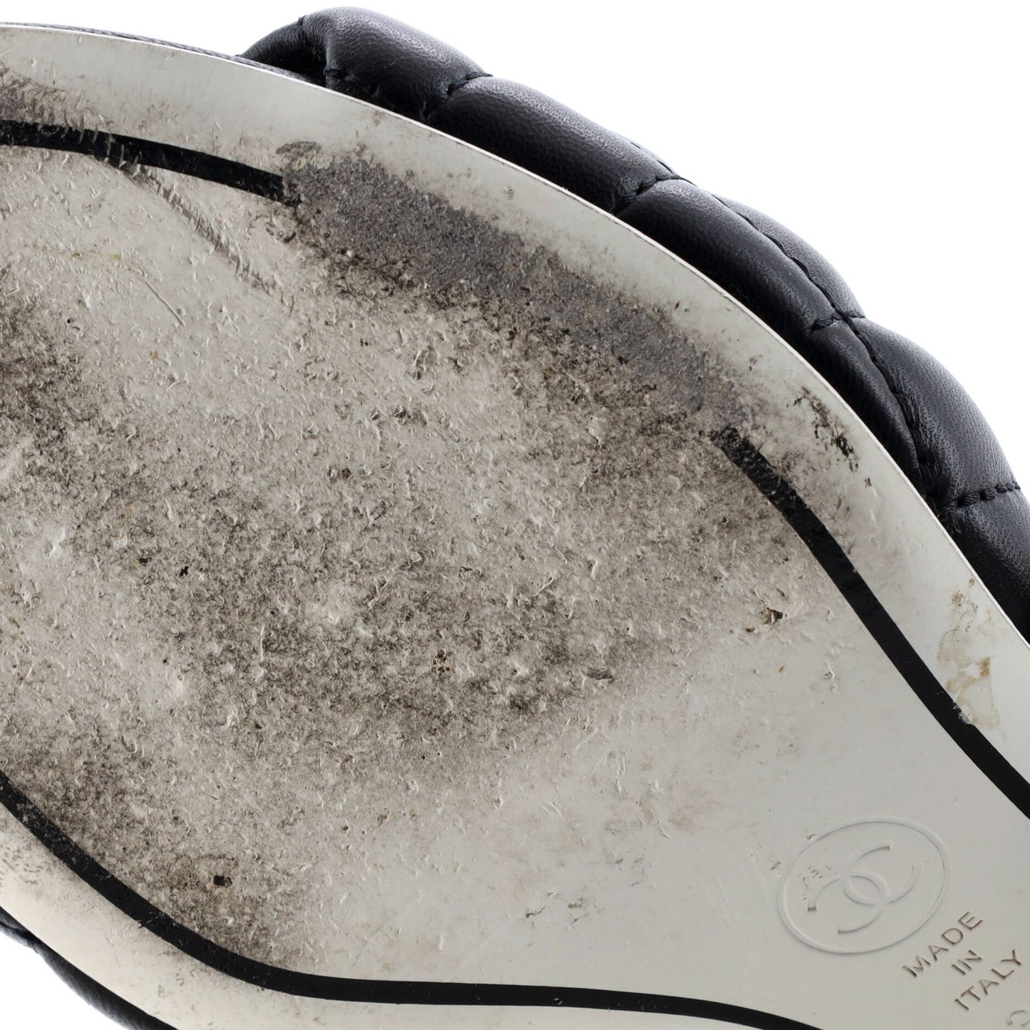 Chanel Women'S Cc Heeled Mule Sandals Quilted Leather