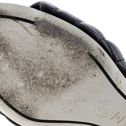 Chanel Women'S Cc Heeled Mule Sandals Quilted Leather