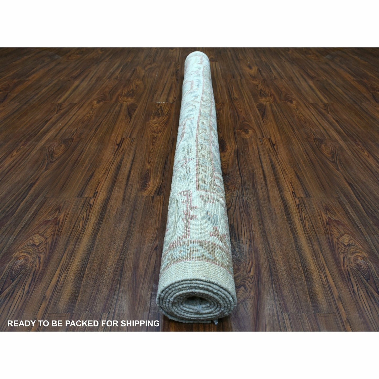 6'4"X9'6" Soft Wool Hand Knotted Ivory Afghan Angora Oushak Rug