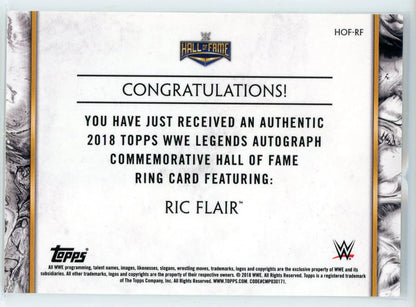 Ric Flair Autographed 2018 Topps Wwe Legends Commemorative Hall Of Fame Ring Car