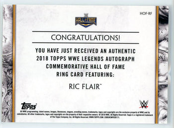 Ric Flair Autographed 2018 Topps Wwe Legends Commemorative Hall Of Fame Ring Car