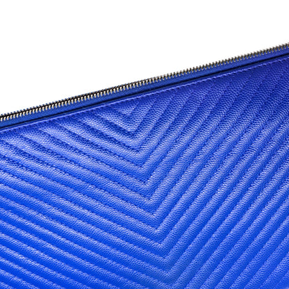 Chanel Classic Double Pocket Zip Pouch Chevron Caviar Medium