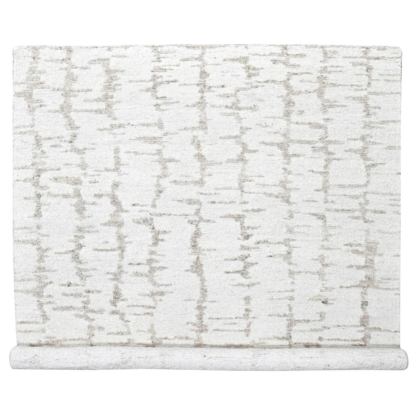 9'10"X13'10" Ivory Flat Weave With Pile Modern Hand Knotted Pure Wool Rug