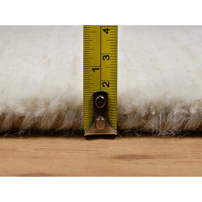 2'5"X5'10" White Wool Hand Knotted Lori Buft Gabbeh Modern Runner Rug