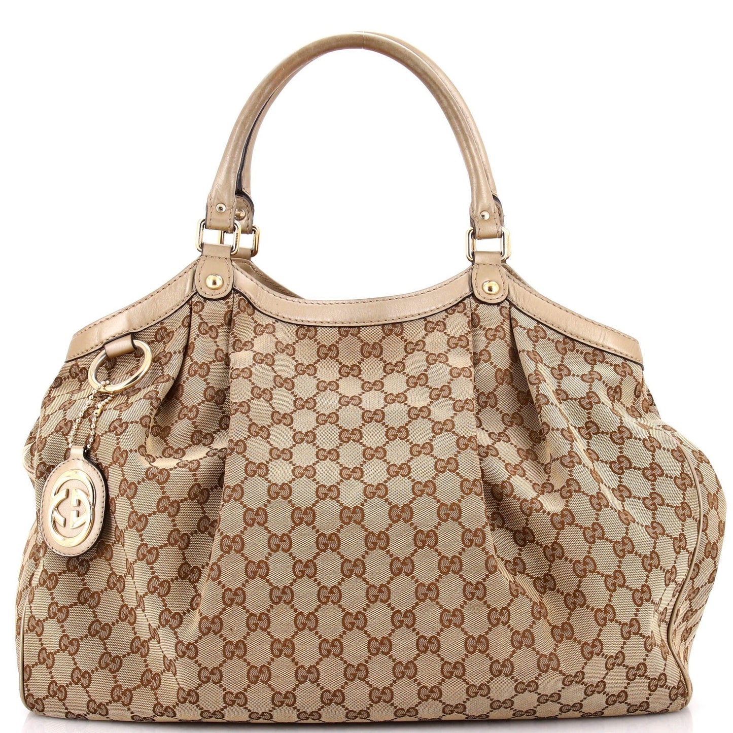 Gucci Sukey Tote Gg Canvas With Leather Large