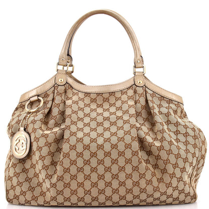 Gucci Sukey Tote Gg Canvas With Leather Large