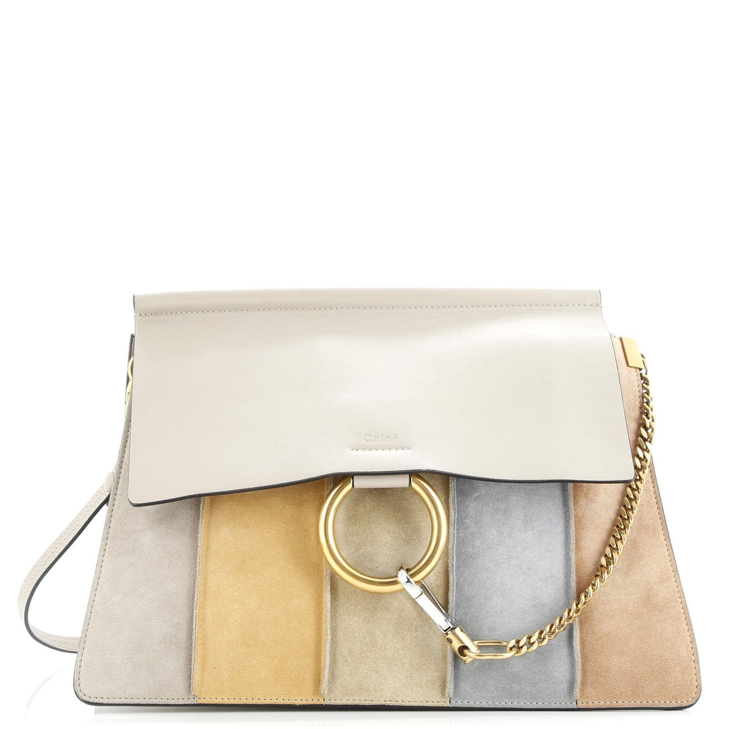 Chloe Faye Shoulder Bag Stitched Suede And Leather Medium