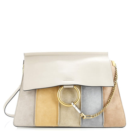 Chloe Faye Shoulder Bag Stitched Suede And Leather Medium