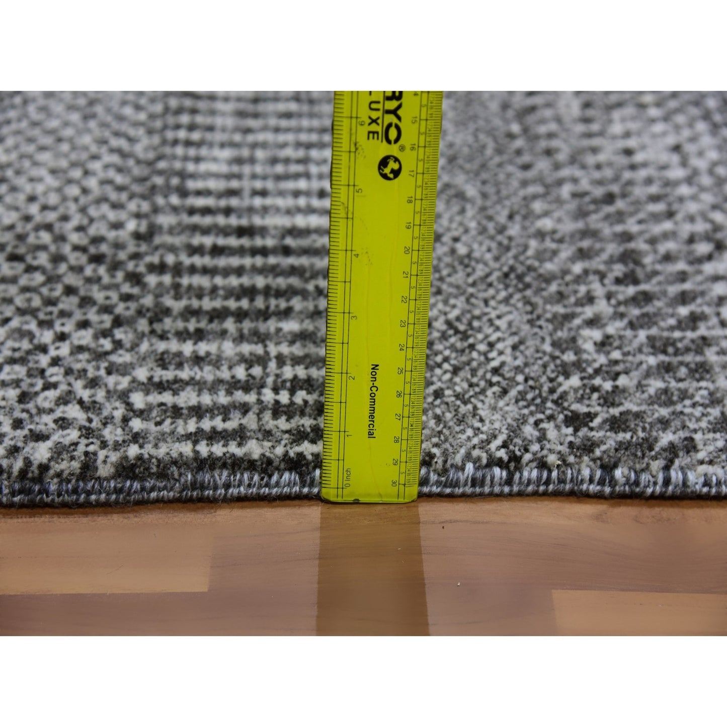 3'X5' Graphite Gray Grass Design Pure Undyed Wool Hand Knotted Rug