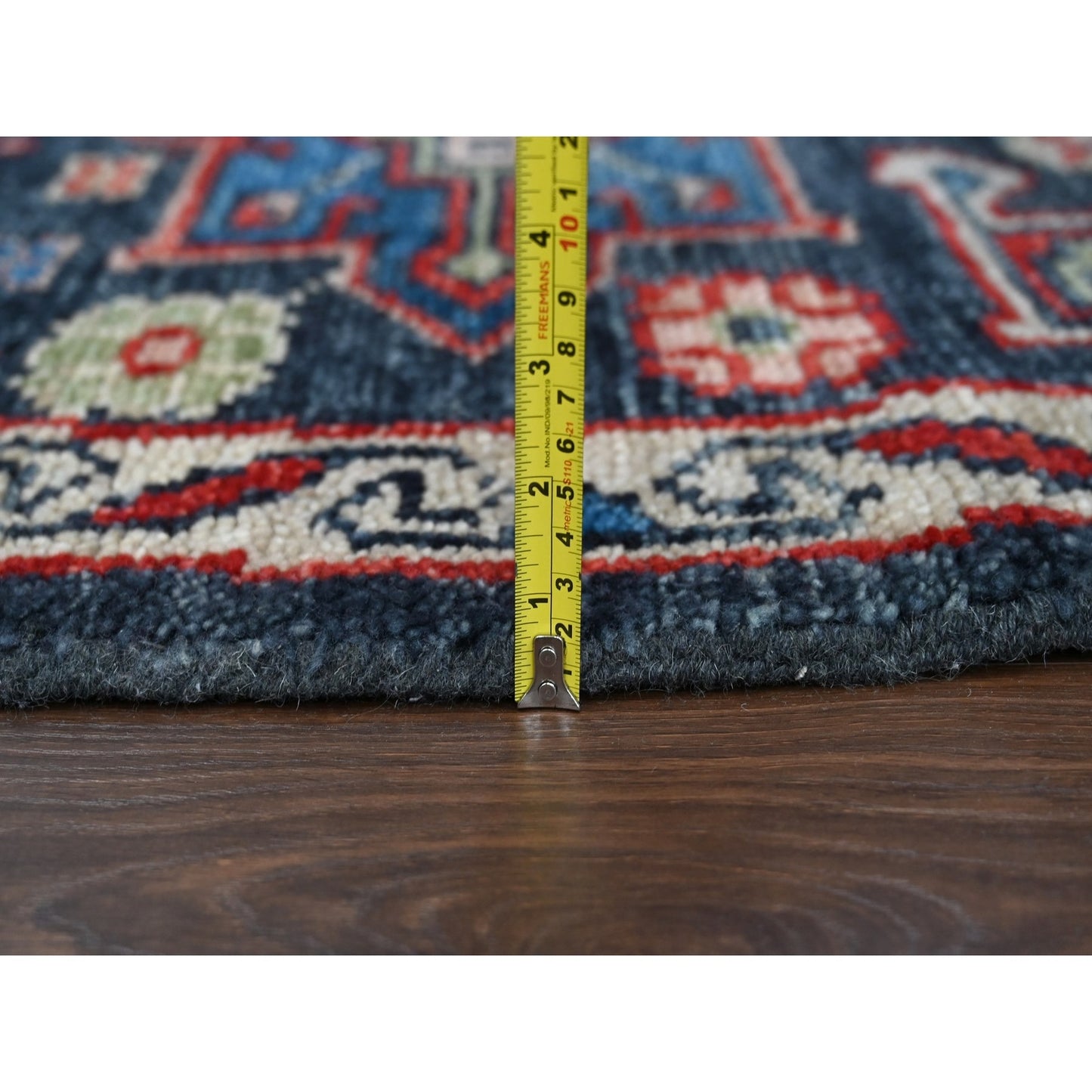 7'9"X7'9" Black Karjihooz Heris Pure Wool Hand Knotted Round Oriental Rug