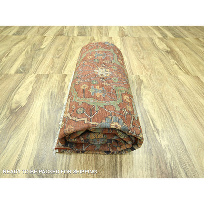 10'X13'10" Rust Red Heris All Over Design Hand Knotted 100% Wool Rug