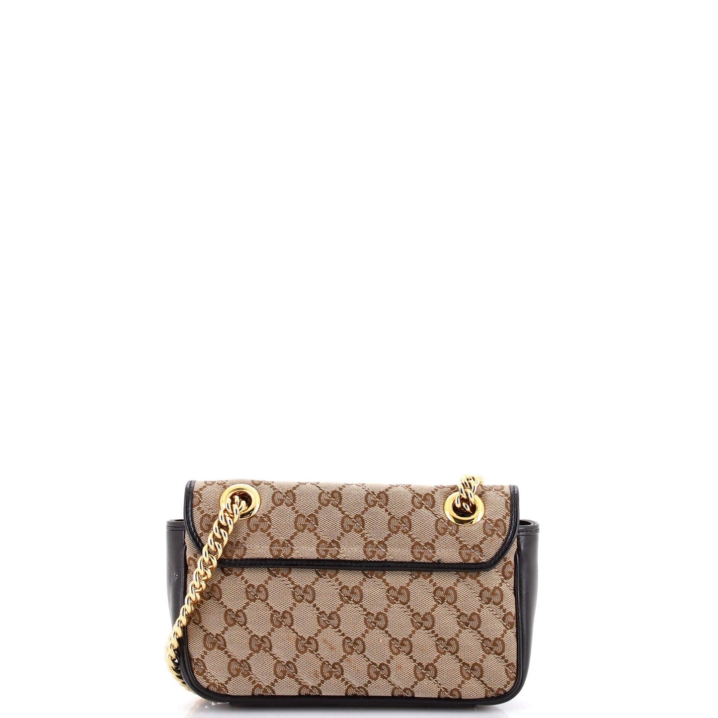 Gucci Gg Marmont Flap Bag Diagonal Quilted Gg Canvas With Leather Mini