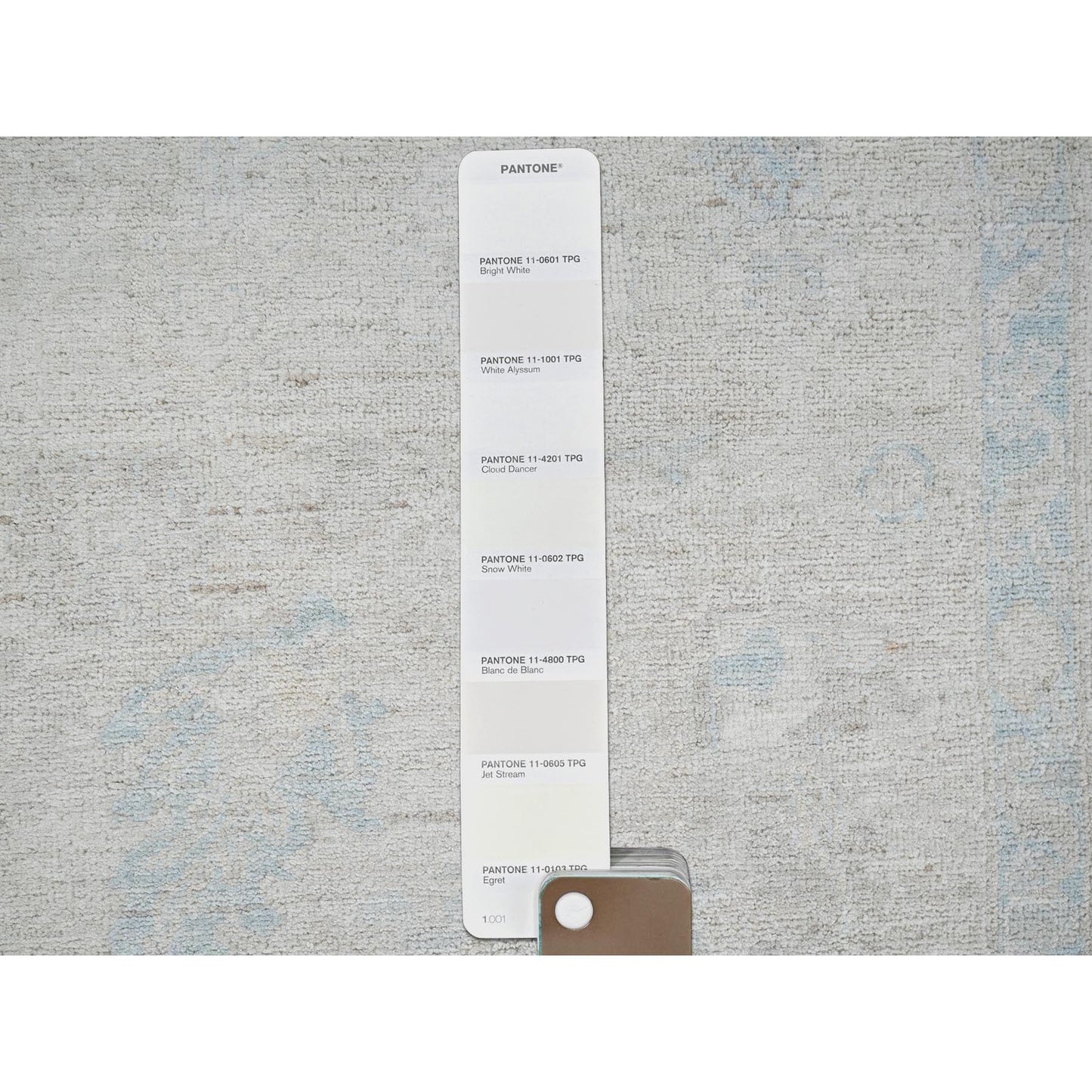 7'9"X9'10" Bone White Washed Out Peshawar Pure Wool Hand Knotted Rug