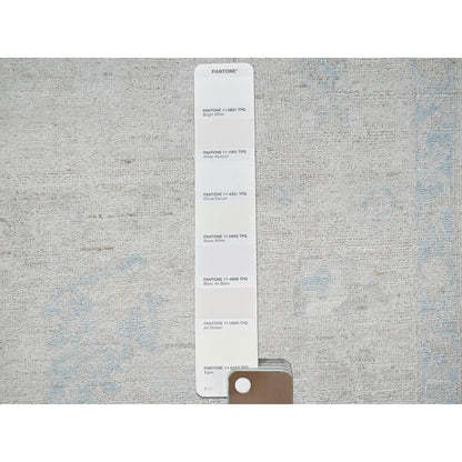 7'9"X9'10" Bone White Washed Out Peshawar Pure Wool Hand Knotted Rug