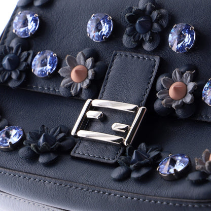 Fendi Flowerland Double Baguette Crossbody Bag Embellished Leather Micro