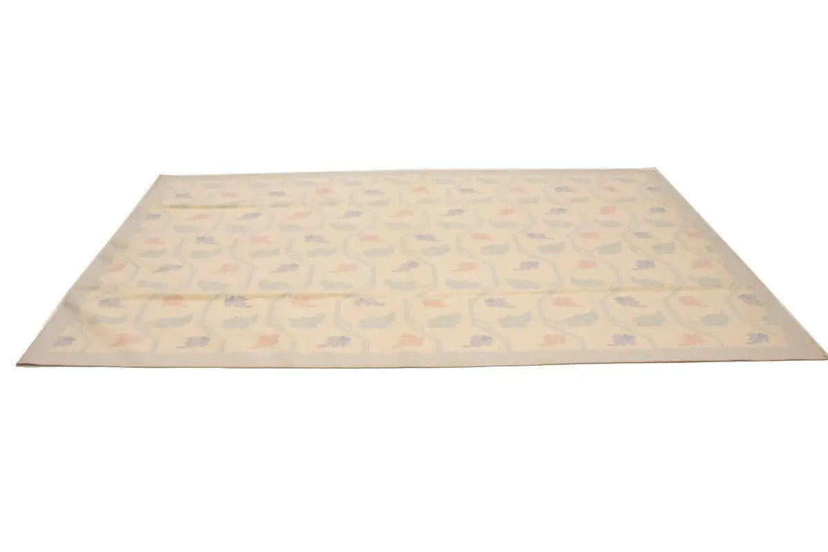Floral design rug modern reversible oriental flat weave carpet dhurrie.