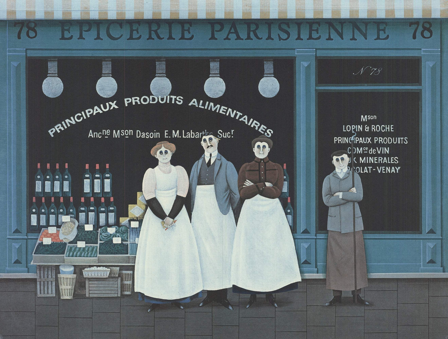 Jan Balet Epicerie Parisienne Signed " Lithograph Folk Art