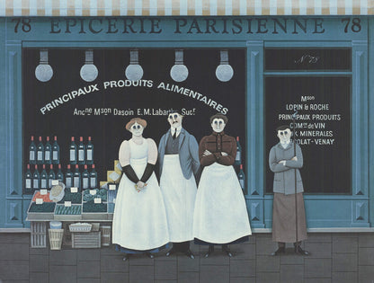 Jan Balet Epicerie Parisienne Signed " Lithograph Folk Art