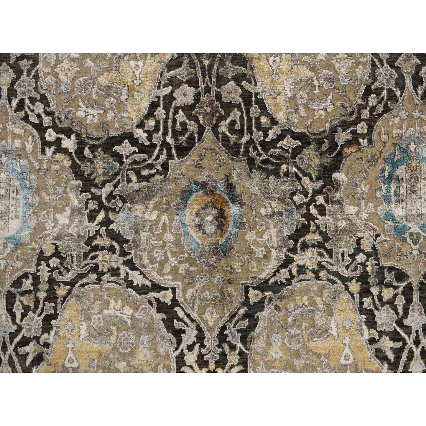 8'3"X9'9" Brown Zoroastrian Influence Silk With Wool Hand Knotted Rug