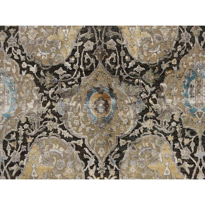 8'3"X9'9" Brown Zoroastrian Influence Silk With Wool Hand Knotted Rug