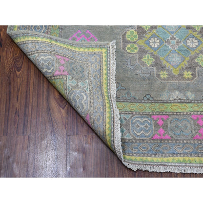 5'X6'6" Colorful Gray Fusion Kazak Pure Wool Hand Knotted Oriental Rug