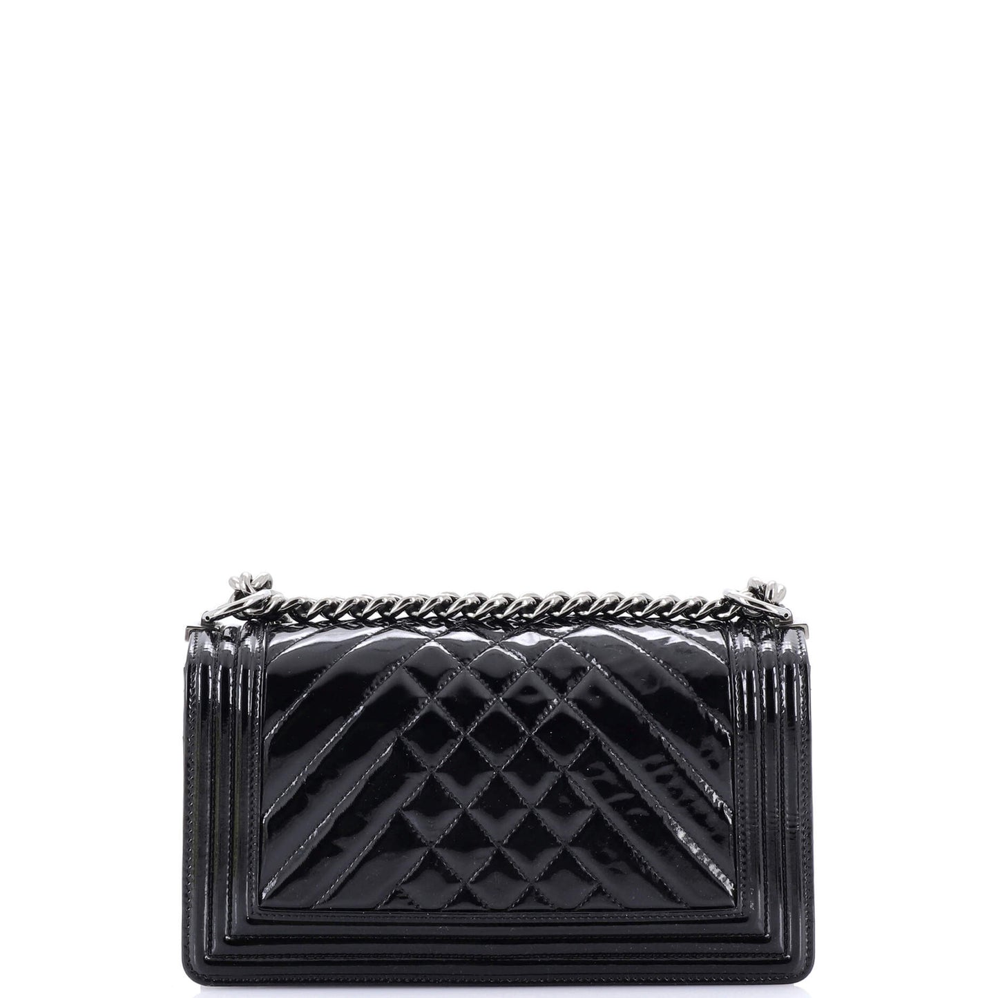 Chanel Boy Flap Bag Chevron Patent Old Medium