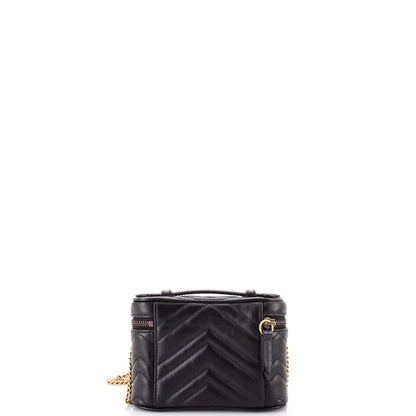 Mini Gucci GG Marmont Top Handle Vanity Chain Bag Matelasse Leather