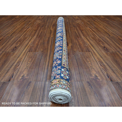5'10"X9' Cloud White Hand Knotted Wool Super Kazak Geometric Oriental Rug