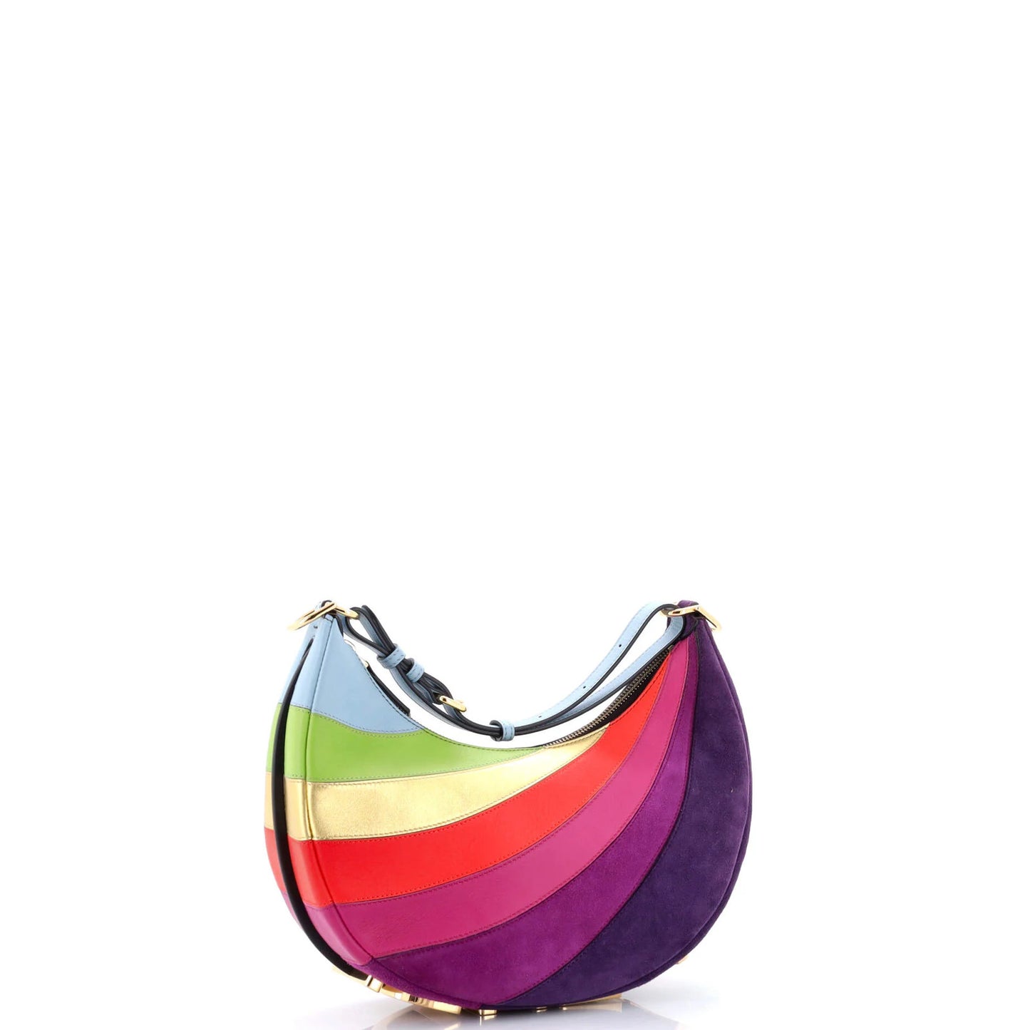 Fendi Fendigraphy Bag Striped Leather And Suede Small