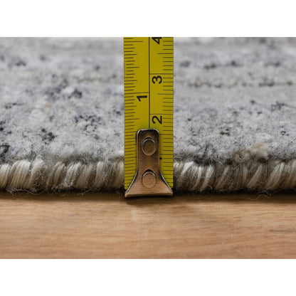 8'1"X10'2" Gray Nepali Weave Line Design Textured Wool Hand Knotted Rug