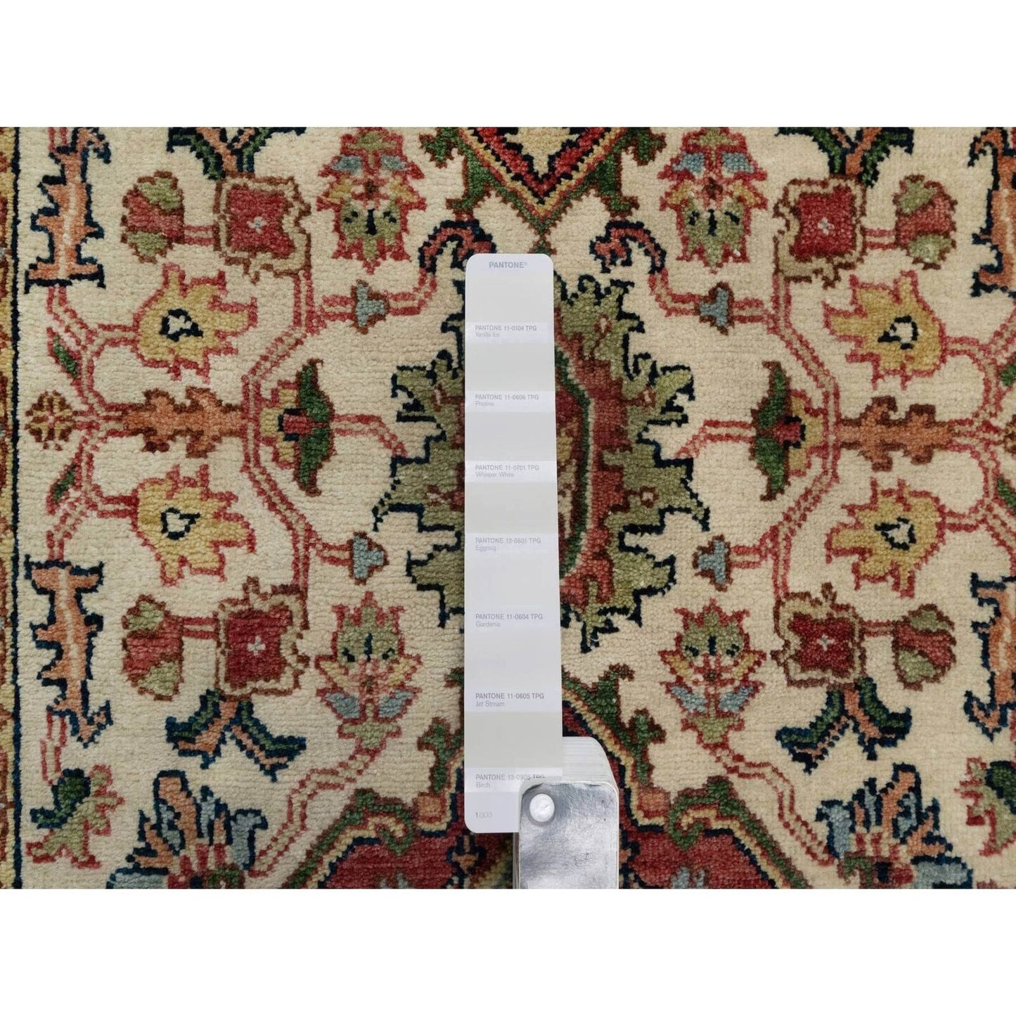 2'8"X28'1" Eggnog White Wool Heris Re-Creation Hand Knotted Xl Runner Rug