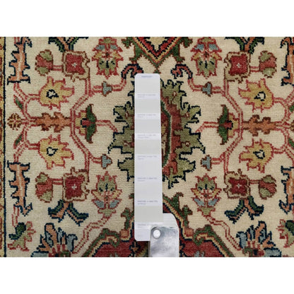 2'8"X28'1" Eggnog White Wool Heris Re-Creation Hand Knotted Xl Runner Rug