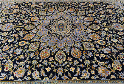 Handmade Oriental Rug Purple-Navy Medallion