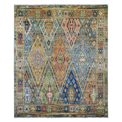 7'10"X9'6" Gray Hand Knotted Rug Wool Anatolian Village Inspired Design
