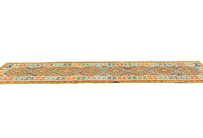 Reversible Multicolored Tribal Kilim Runner Rug