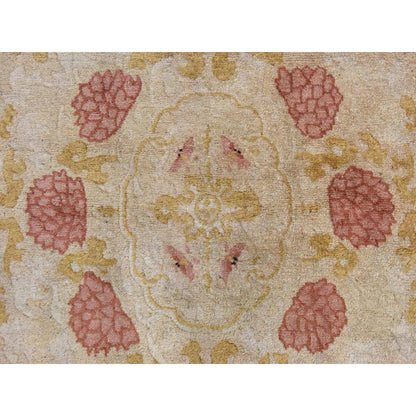 4'x6'9" Brown Antique Chinese Peking Oval Shape Wool Hand Knotted Rug