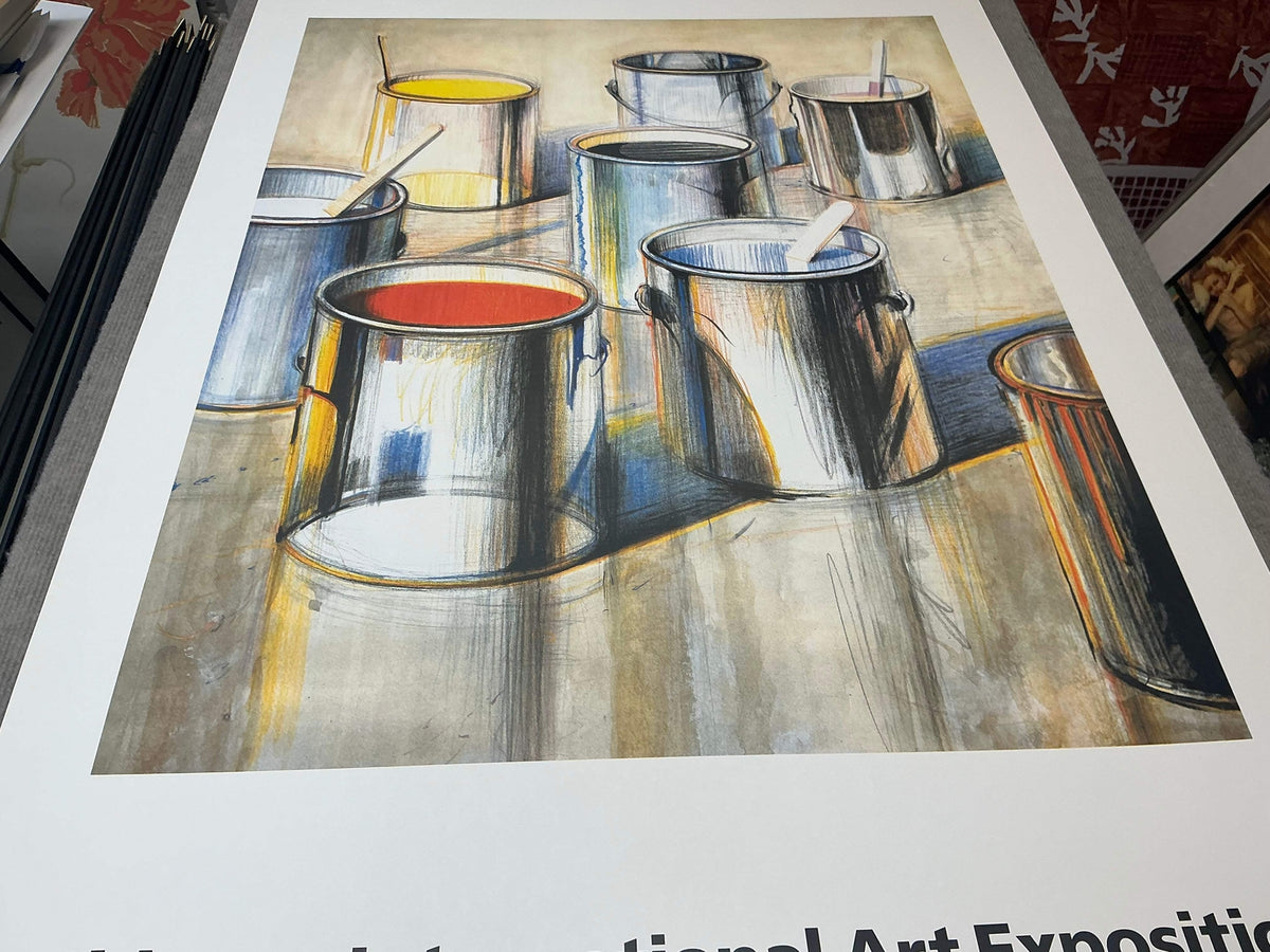 WAYNE THIEBAUD Paint Cans 39" x 27" Poster 1990 Pop Art Brown