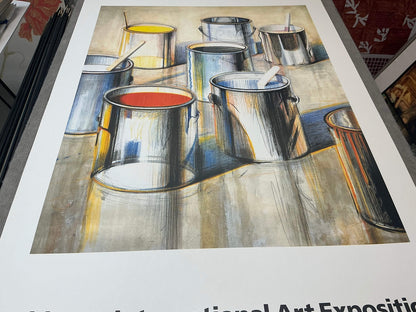 WAYNE THIEBAUD Paint Cans 39" x 27" Poster 1990 Pop Art Brown