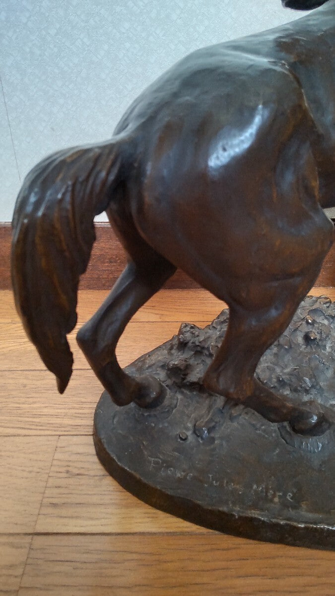 Pierre-Jules Mne "Deux Chevaux" Original Bronze Horse Sculpture 42Cm Signed