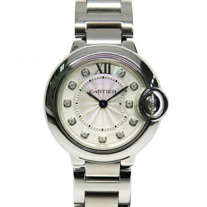 Cartier Baron Blue Sm 11P Diamond We902073 Silver Ladies Used Watch #21125