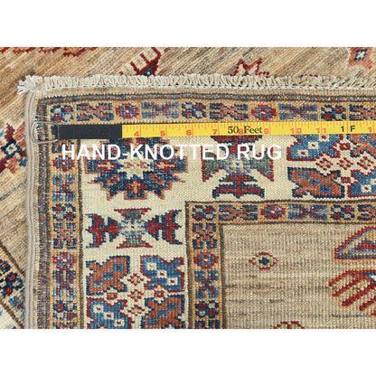 2'7"X13'6" Chamomile Afghan Super Kazak Wool Hand Knotted Rug