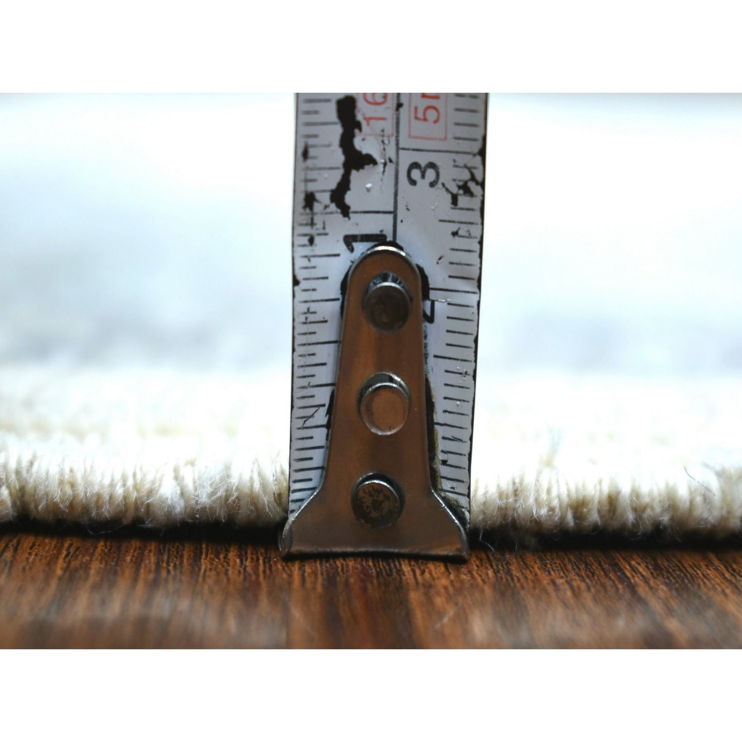 6'2"X8'9" Ivory Pure Wool Hand Knotted Densely Woven Fine Peshawar Rug