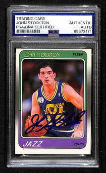 John Stockton Hof Signed/Auto On Card 1988 Fleer Rc Card #115 Psa/Dna 198724