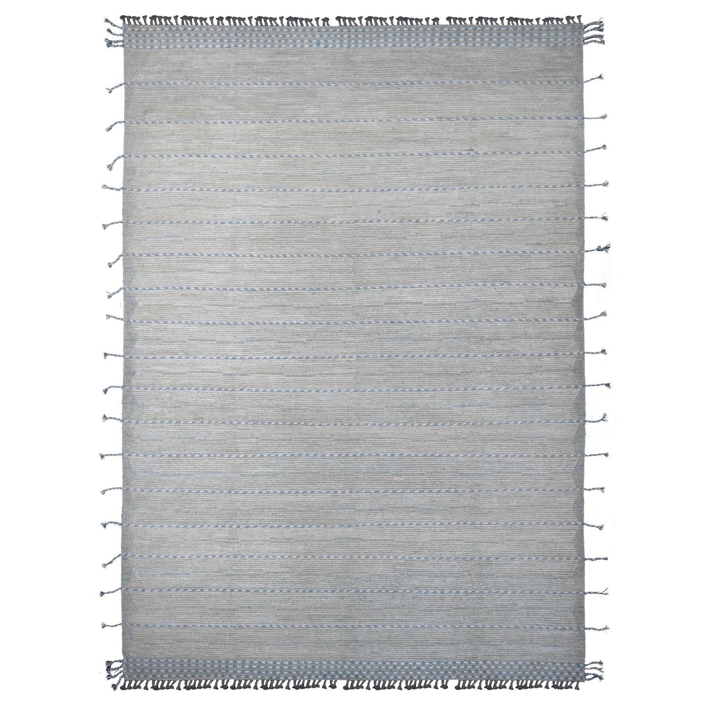 10'2"X14'7" Gray Moroccan Weave Minimalist Design Hand Knotted Wool Rug