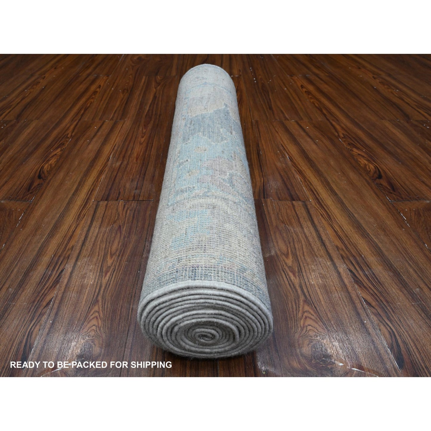 2'10"X16' Ruddy Blue Angora Oushak Hand Knotted Xl Runner Oriental Rug