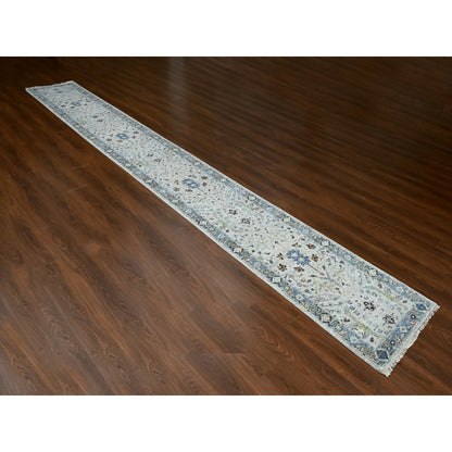 2'6"X19'9" Seraph Gray Oushak 100% Wool Hand Knotted Runner Oriental Rug