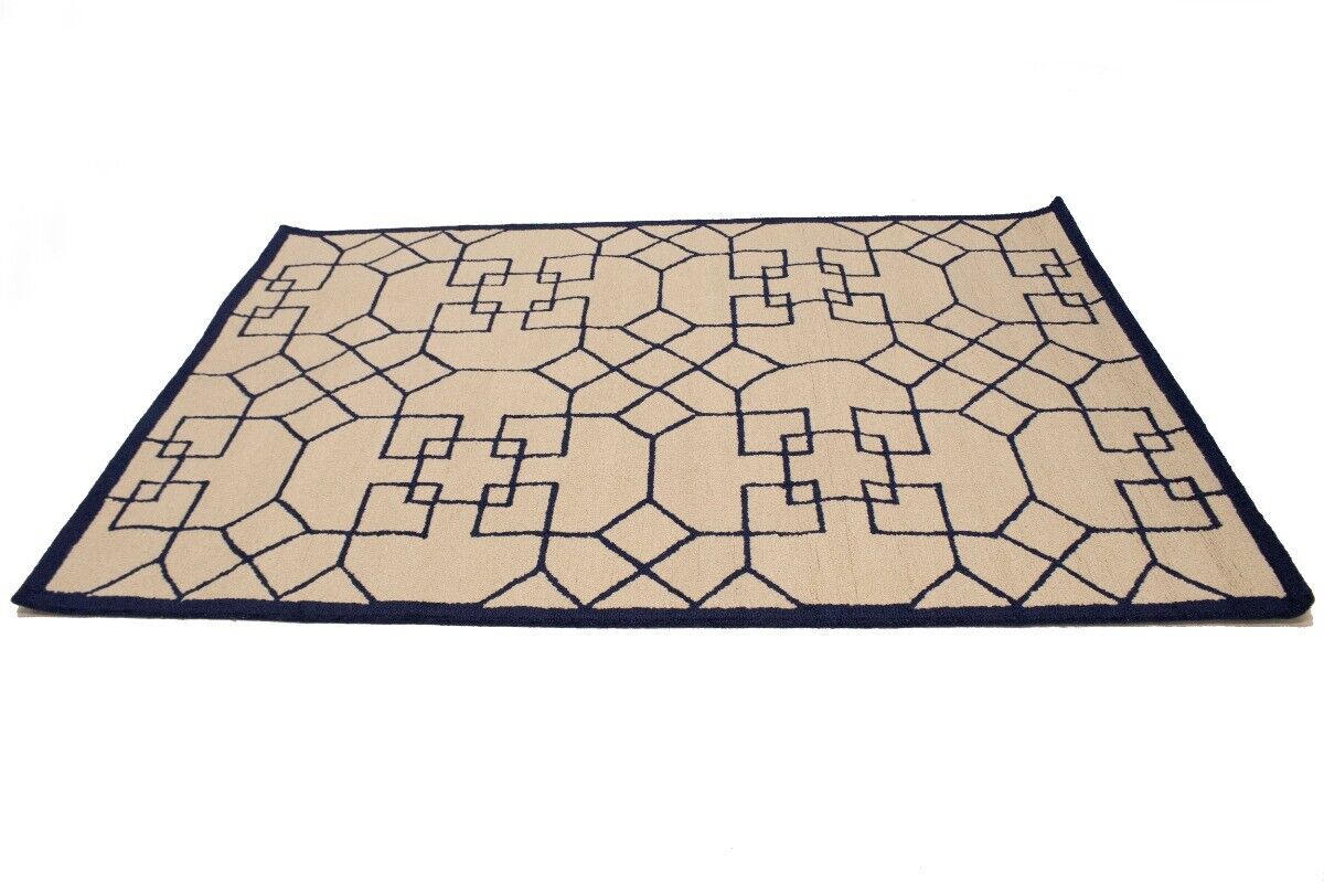 Hand-Tufted Modern Rug Wool Decor 5X8 Cream